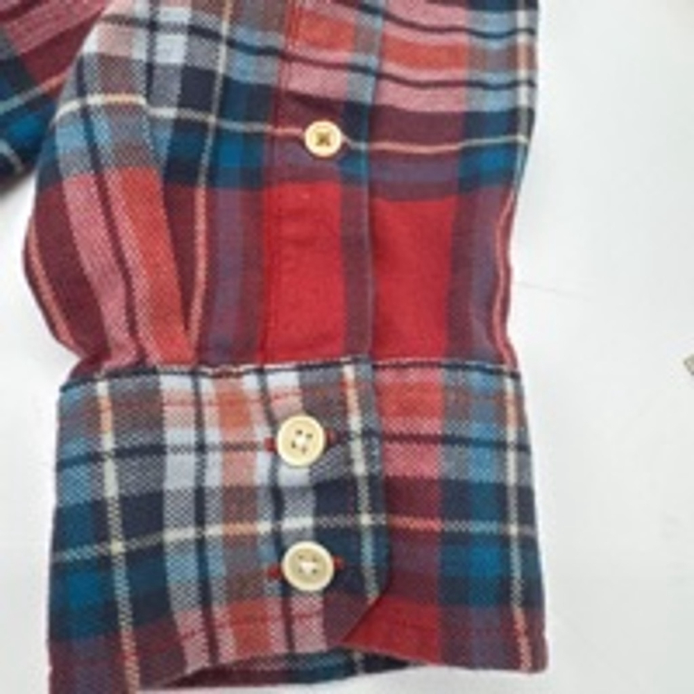 Men's LUCKY BRAND Plaid Flannel Shirt Size L Red Rust Blue - Picture 9 of 9